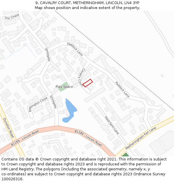 9, CAVALRY COURT, METHERINGHAM, LINCOLN, LN4 3YP: Location map and indicative extent of plot