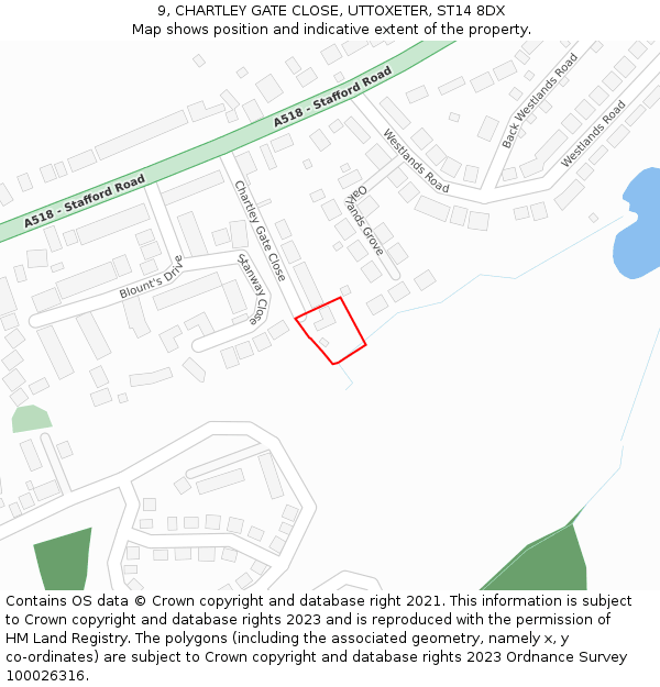 9, CHARTLEY GATE CLOSE, UTTOXETER, ST14 8DX: Location map and indicative extent of plot