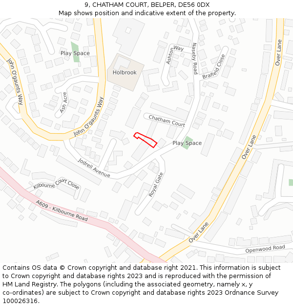 9, CHATHAM COURT, BELPER, DE56 0DX: Location map and indicative extent of plot