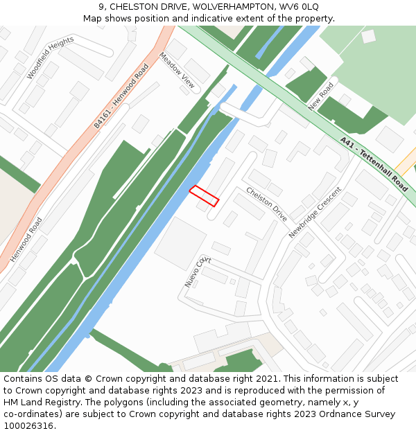 9, CHELSTON DRIVE, WOLVERHAMPTON, WV6 0LQ: Location map and indicative extent of plot