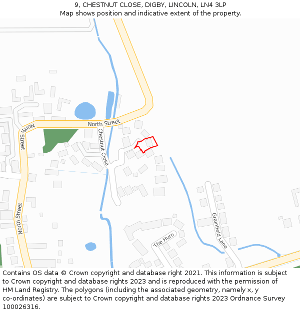 9, CHESTNUT CLOSE, DIGBY, LINCOLN, LN4 3LP: Location map and indicative extent of plot