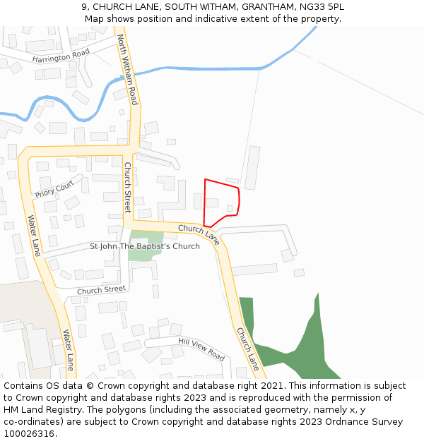 9, CHURCH LANE, SOUTH WITHAM, GRANTHAM, NG33 5PL: Location map and indicative extent of plot