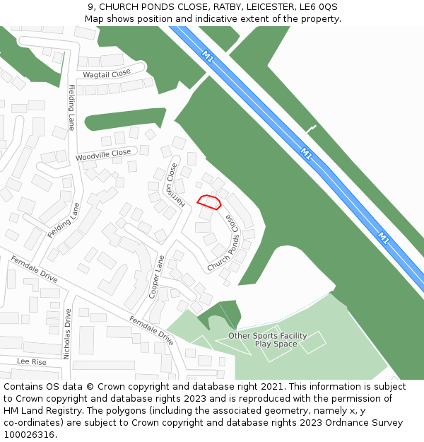 9, CHURCH PONDS CLOSE, RATBY, LEICESTER, LE6 0QS: Location map and indicative extent of plot