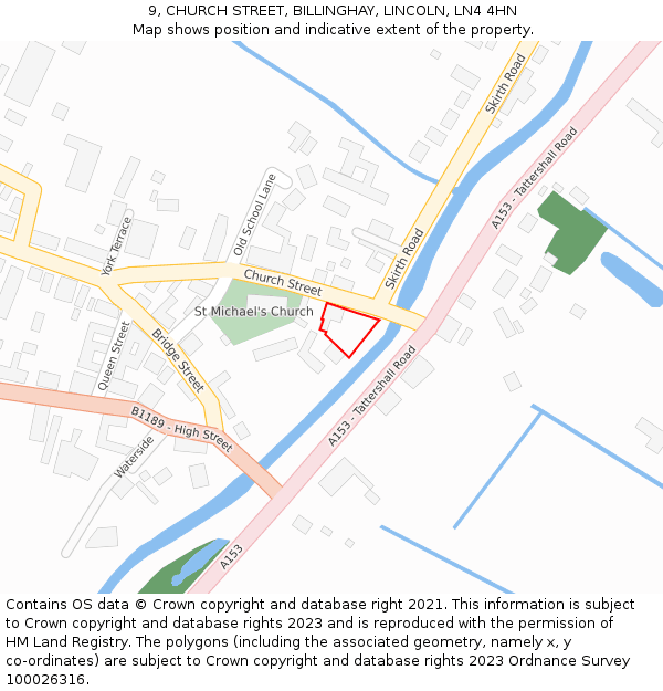9, CHURCH STREET, BILLINGHAY, LINCOLN, LN4 4HN: Location map and indicative extent of plot