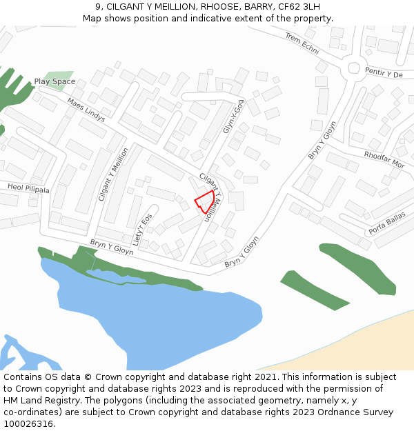 9, CILGANT Y MEILLION, RHOOSE, BARRY, CF62 3LH: Location map and indicative extent of plot