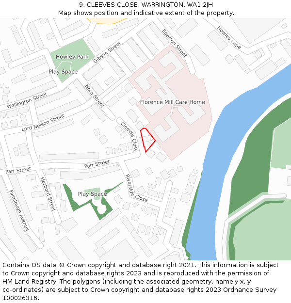 9, CLEEVES CLOSE, WARRINGTON, WA1 2JH: Location map and indicative extent of plot