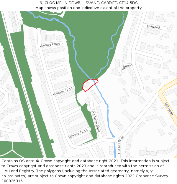 9, CLOS MELIN DDWR, LISVANE, CARDIFF, CF14 5DS: Location map and indicative extent of plot