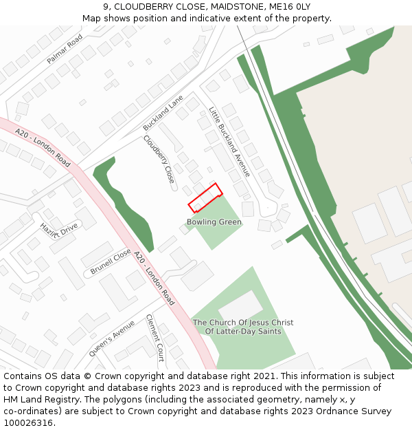 9, CLOUDBERRY CLOSE, MAIDSTONE, ME16 0LY: Location map and indicative extent of plot