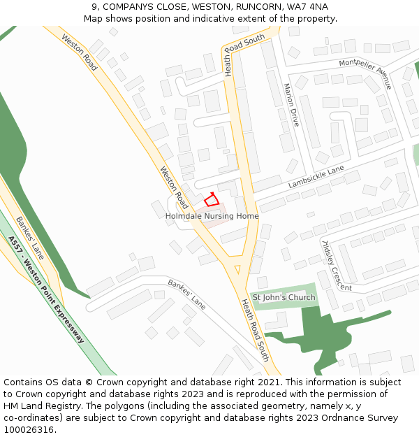 9, COMPANYS CLOSE, WESTON, RUNCORN, WA7 4NA: Location map and indicative extent of plot