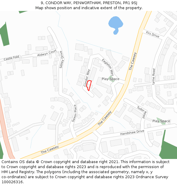 9, CONDOR WAY, PENWORTHAM, PRESTON, PR1 9SJ: Location map and indicative extent of plot