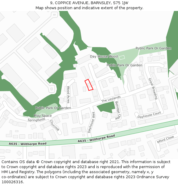 9, COPPICE AVENUE, BARNSLEY, S75 1JW: Location map and indicative extent of plot