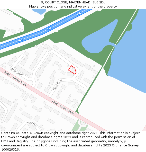 9, COURT CLOSE, MAIDENHEAD, SL6 2DL: Location map and indicative extent of plot