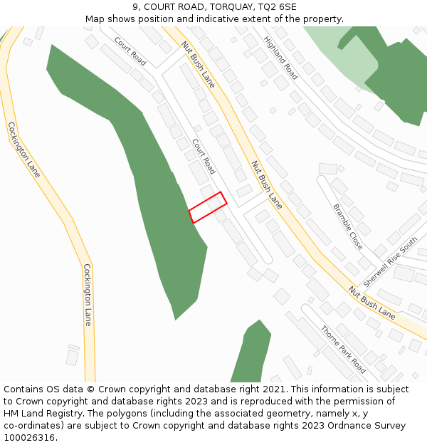 9, COURT ROAD, TORQUAY, TQ2 6SE: Location map and indicative extent of plot