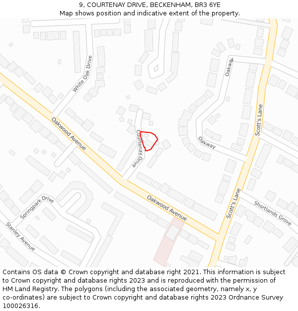 9, COURTENAY DRIVE, BECKENHAM, BR3 6YE: Location map and indicative extent of plot