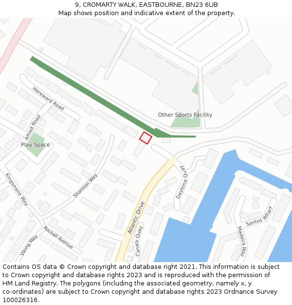 9, CROMARTY WALK, EASTBOURNE, BN23 6UB: Location map and indicative extent of plot