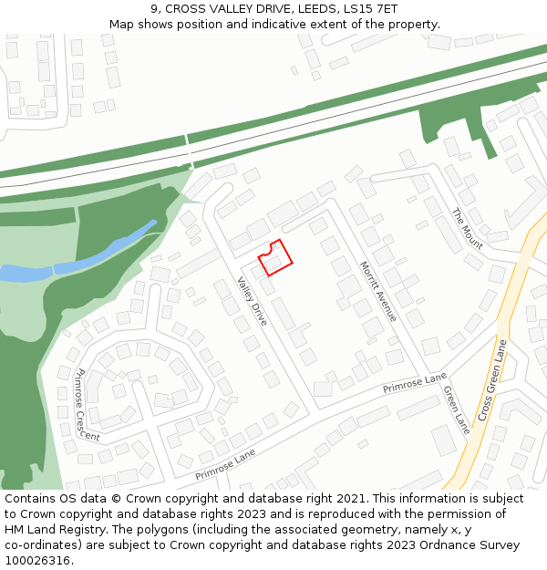 9, CROSS VALLEY DRIVE, LEEDS, LS15 7ET: Location map and indicative extent of plot
