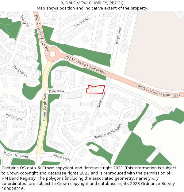 9, DALE VIEW, CHORLEY, PR7 3QJ: Location map and indicative extent of plot