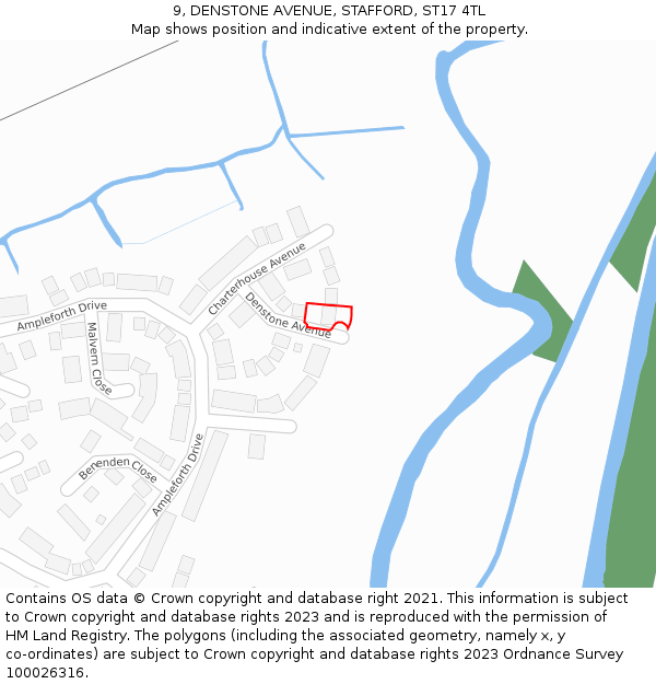 9, DENSTONE AVENUE, STAFFORD, ST17 4TL: Location map and indicative extent of plot