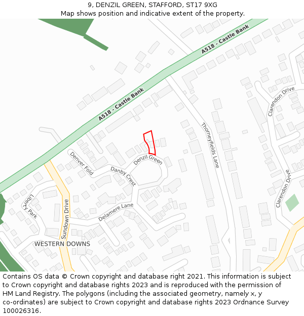 9, DENZIL GREEN, STAFFORD, ST17 9XG: Location map and indicative extent of plot