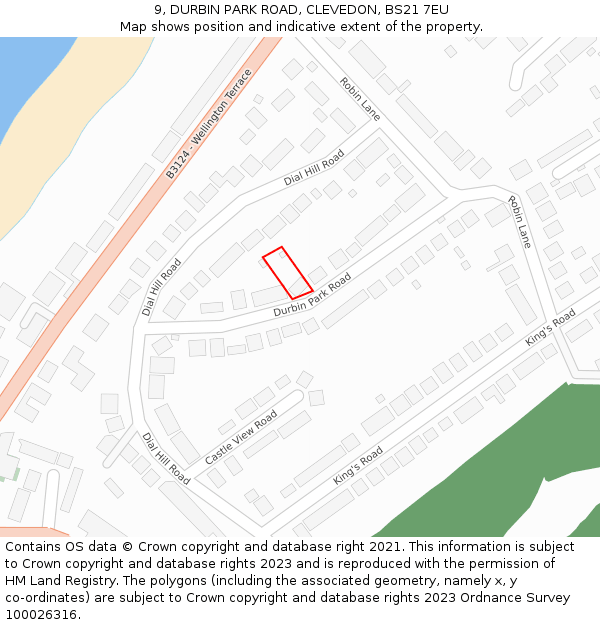 9, DURBIN PARK ROAD, CLEVEDON, BS21 7EU: Location map and indicative extent of plot