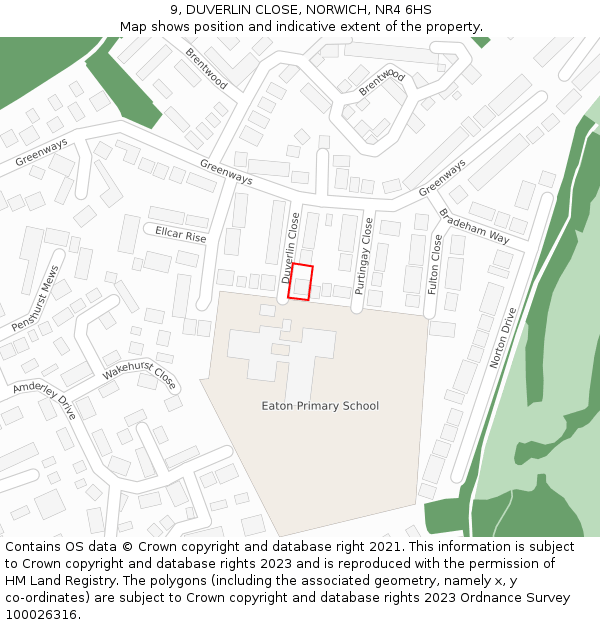 9, DUVERLIN CLOSE, NORWICH, NR4 6HS: Location map and indicative extent of plot