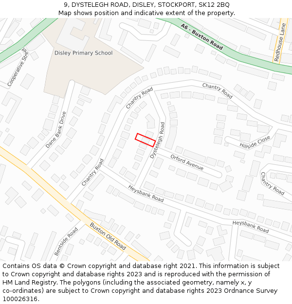 9, DYSTELEGH ROAD, DISLEY, STOCKPORT, SK12 2BQ: Location map and indicative extent of plot