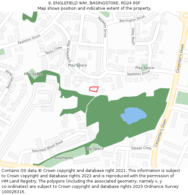 9, ENGLEFIELD WAY, BASINGSTOKE, RG24 9SF: Location map and indicative extent of plot