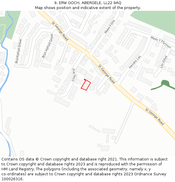 9, ERW GOCH, ABERGELE, LL22 9AQ: Location map and indicative extent of plot