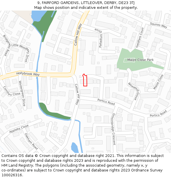 9, FAIRFORD GARDENS, LITTLEOVER, DERBY, DE23 3TJ: Location map and indicative extent of plot