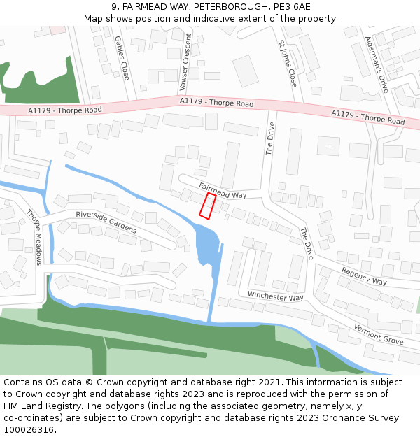 9, FAIRMEAD WAY, PETERBOROUGH, PE3 6AE: Location map and indicative extent of plot