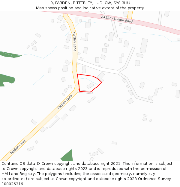 9, FARDEN, BITTERLEY, LUDLOW, SY8 3HU: Location map and indicative extent of plot