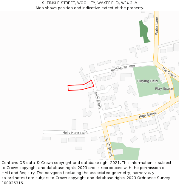 9, FINKLE STREET, WOOLLEY, WAKEFIELD, WF4 2LA: Location map and indicative extent of plot