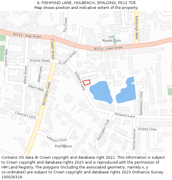9, FISHPOND LANE, HOLBEACH, SPALDING, PE12 7DE: Location map and indicative extent of plot