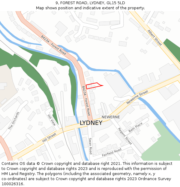 9, FOREST ROAD, LYDNEY, GL15 5LD: Location map and indicative extent of plot