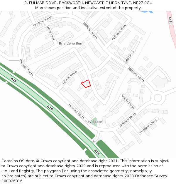 9, FULMAR DRIVE, BACKWORTH, NEWCASTLE UPON TYNE, NE27 0GU: Location map and indicative extent of plot