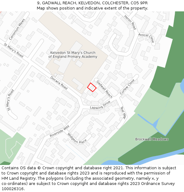 9, GADWALL REACH, KELVEDON, COLCHESTER, CO5 9PR: Location map and indicative extent of plot