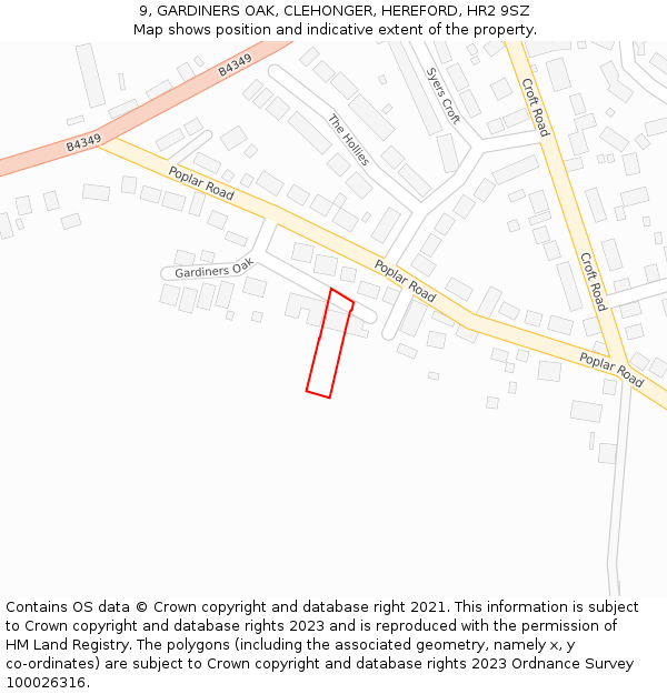9, GARDINERS OAK, CLEHONGER, HEREFORD, HR2 9SZ: Location map and indicative extent of plot