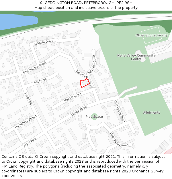 9, GEDDINGTON ROAD, PETERBOROUGH, PE2 9SH: Location map and indicative extent of plot