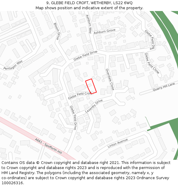 9, GLEBE FIELD CROFT, WETHERBY, LS22 6WQ: Location map and indicative extent of plot