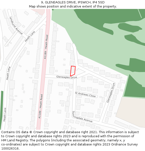 9, GLENEAGLES DRIVE, IPSWICH, IP4 5SD: Location map and indicative extent of plot
