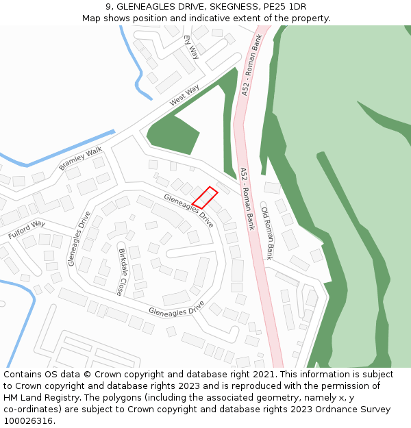 9, GLENEAGLES DRIVE, SKEGNESS, PE25 1DR: Location map and indicative extent of plot