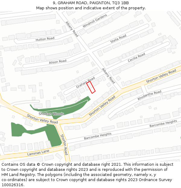 9, GRAHAM ROAD, PAIGNTON, TQ3 1BB: Location map and indicative extent of plot