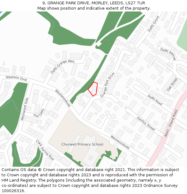 9, GRANGE PARK DRIVE, MORLEY, LEEDS, LS27 7UR: Location map and indicative extent of plot