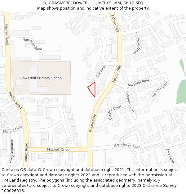 9, GRASMERE, BOWERHILL, MELKSHAM, SN12 6FQ: Location map and indicative extent of plot