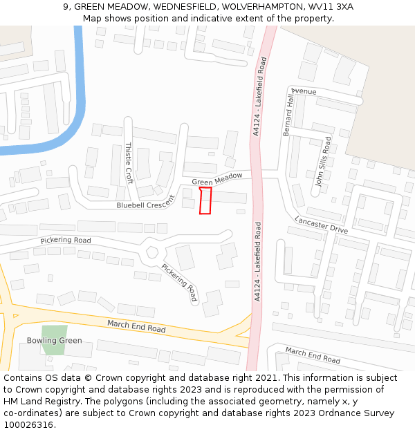 9, GREEN MEADOW, WEDNESFIELD, WOLVERHAMPTON, WV11 3XA: Location map and indicative extent of plot