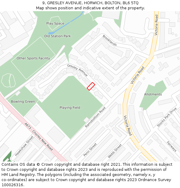 9, GRESLEY AVENUE, HORWICH, BOLTON, BL6 5TQ: Location map and indicative extent of plot