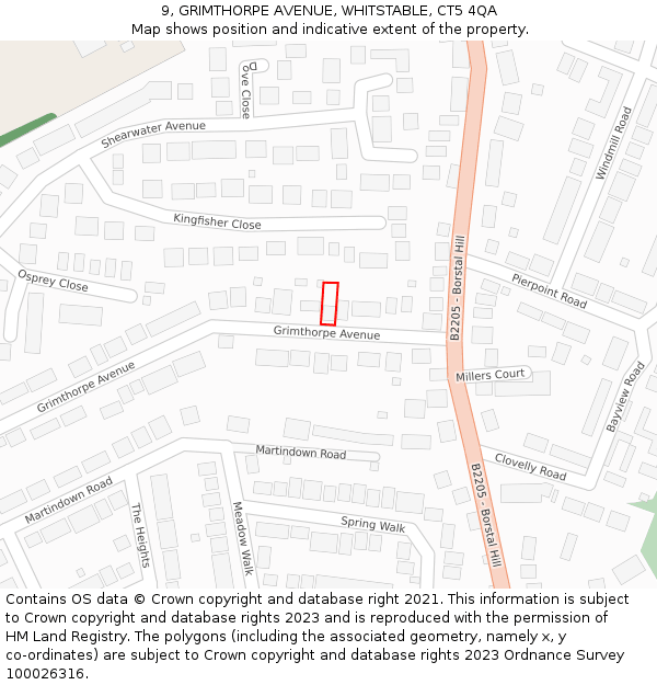 9, GRIMTHORPE AVENUE, WHITSTABLE, CT5 4QA: Location map and indicative extent of plot