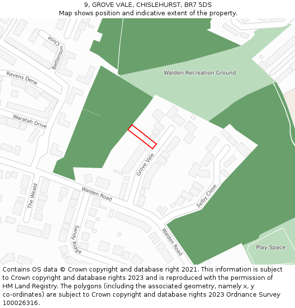 9, GROVE VALE, CHISLEHURST, BR7 5DS: Location map and indicative extent of plot