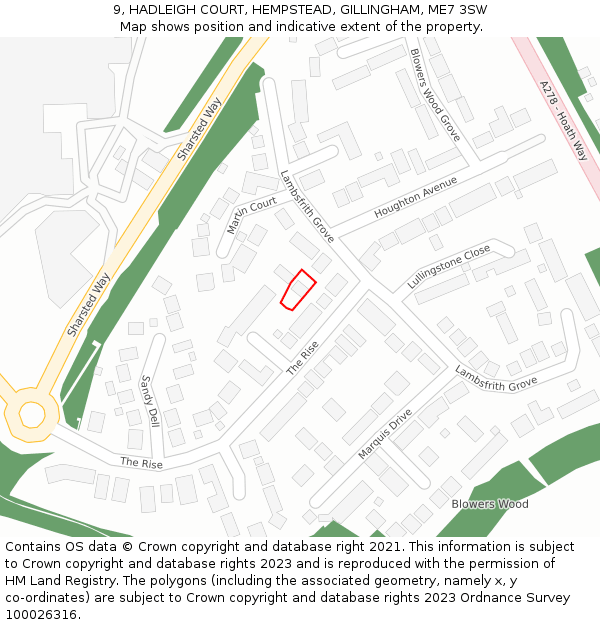 9, HADLEIGH COURT, HEMPSTEAD, GILLINGHAM, ME7 3SW: Location map and indicative extent of plot