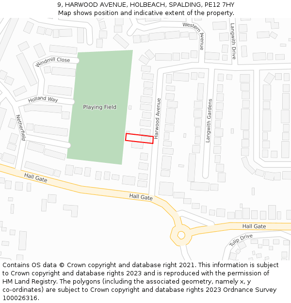 9, HARWOOD AVENUE, HOLBEACH, SPALDING, PE12 7HY: Location map and indicative extent of plot